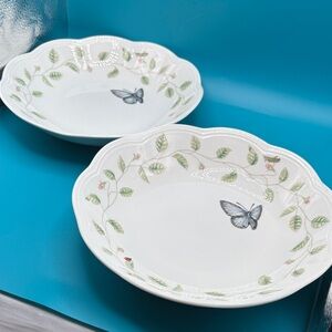 Lenox Butterfly Meadow Pasta Soup Bowls Set of 2 by Louis Le Luyer